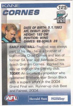 2005 Select Herald Sun AFL #125 Kane Cornes Back